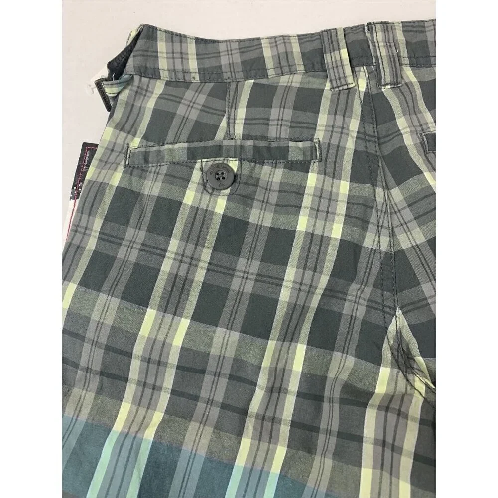 Quiksilver Mammoth Shorts Men's 25 Plaid Cotton Lightweight Blue Gray